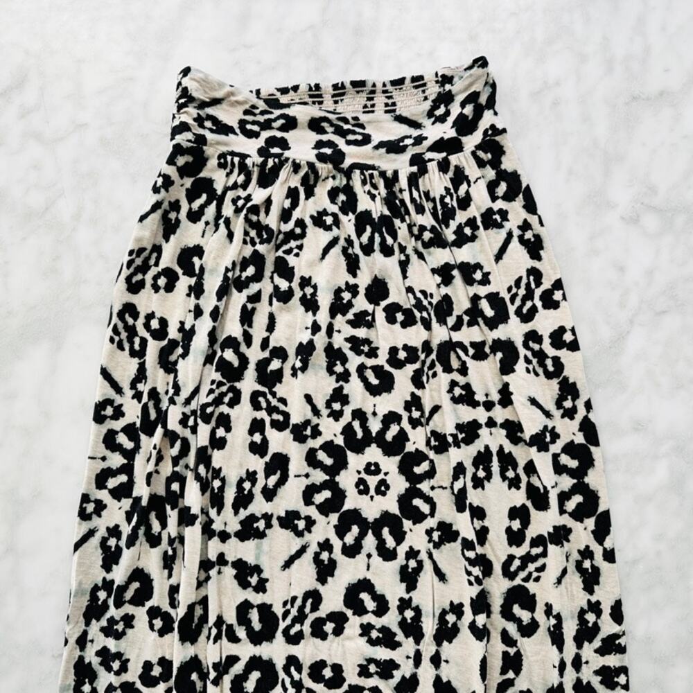 Rebecca Taylor Animal Print Maxi Skirt Rayon Size Small Black White Grey Flowy